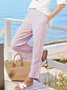 Pantalons Rayé Élégant Printemps / Automne Micro-élasticité Sortie Taille Élastique Pantalon à la cheville Droit Régulier pour Femmes