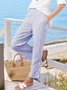 Pantalons Rayé Élégant Printemps / Automne Micro-élasticité Sortie Taille Élastique Pantalon à la cheville Droit Régulier pour Femmes