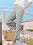 Pantalons Rayé Élégant Printemps / Automne Micro-élasticité Sortie Taille Élastique Pantalon à la cheville Droit Régulier pour Femmes
