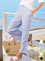 Pantalons Rayé Élégant Printemps / Automne Micro-élasticité Sortie Taille Élastique Pantalon à la cheville Droit Régulier pour Femmes