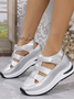 Mocassins Vacances Plain Toutes Les Saisons Joint Fendu Crochet et boucle Rendez-Vous Bout Rond PU Caoutchouc pour Femmes
