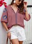Chemises Femmes Urbain Floral Été Polyester Col V Joint Fendu Sortie Demi Manche Régulier