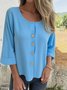 Chemises Semi-formel Plain Printemps / Automne Micro-élasticité Bal Manches trois quarts Régulier Droit Régulier pour Femmes