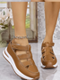 Mocassins Vacances Plain Toutes Les Saisons Joint Fendu Crochet et boucle Rendez-Vous Bout Rond PU Caoutchouc pour Femmes