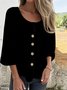 Chemises Semi-formel Plain Printemps / Automne Micro-élasticité Bal Manches trois quarts Régulier Droit Régulier pour Femmes