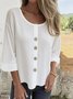 Chemises Semi-formel Plain Printemps / Automne Micro-élasticité Bal Manches trois quarts Régulier Droit Régulier pour Femmes