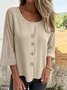 Chemises Semi-formel Plain Printemps / Automne Micro-élasticité Bal Manches trois quarts Régulier Droit Régulier pour Femmes