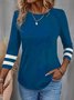 T-shirts Décontracté Bloc de Couleur Printemps / Automne Naturel Micro-élasticité Standard Col Rond Régulier Régulier pour Femmes
