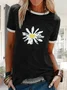 T-shirt Décontracté Floral Été Naturel Quotidien Jersey Manches courtes Col rond Régulier pour Femme