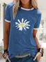 T-shirt Décontracté Floral Été Naturel Quotidien Jersey Manches courtes Col rond Régulier pour Femme