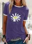 T-shirt Décontracté Floral Été Naturel Quotidien Jersey Manches courtes Col rond Régulier pour Femme