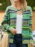 Pull Manteau Décontracté Automne Imprimé Coton Léger Manches Longues Adapté Sans col H-ligne pour Femmes