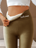 Pantalons De Yoga Femmes Printemps / Automne Lettres de texte Décontracté Imprimé de Lettre à Haute Élasticité Taille Moyenne Bande Élastique Legging Droit