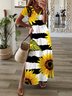 Robes Femmes Floral Été Décontracté Col V Léger Aucune élasticité Jersey Standard Manches Courtes