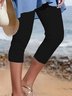 Leggings Femmes Vacances Plaine Été Léger Micro-élasticité Vacances Mi Taille Capris Legging