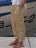 Pantalon décontracté Femme Décontracté Floral Printemps Poids moyen Aucune élasticité Taille élastique Coton Long H-Line