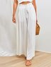 Pantalon décontracté Femme Décontracté Plaine Été Léger Aucune élasticité Coton Lâche Long A-Line