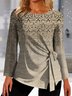 Tops Femmes Décontracté Ethnique Hiver Micro-Élasticité Quotidien Coupe Régulière Manches Longues Col Rond Régulier
