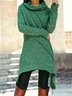 Robes Décontracté Plain Hiver Tricoté Naturel Micro-Élasticité Domestique Col Roulé Régulier pour Femmes
