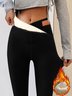 Pantalons De Yoga Femmes Décontracté Plain Hiver Tissu pelucheux/polaire granuleux Naturel Micro-Élasticité Serré chaleur Legging