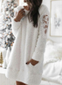 Robes Femmes Décontracté Plain Automne Naturel Micro-Élasticité Coupe Régulière Dentelle H-ligne Régulier