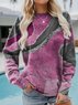 Sweat-shirts Femmes Décontracté Abstrait Hiver Polyester Micro-élasticité Ample Col Rond Droit Régulier