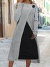 Robes Femmes Décontracté Plain Hiver Polyester Naturel Coupe Régulière Mi-longue H-ligne Régulier