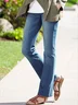 Jeans Femmes Décontracté Plain Printemps / Automne Taille Élastique Standard Pantalons Évasés Long Droit Pénible