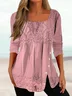 Tops Femmes Décontracté Plain Printemps Micro-élasticité Quotidien Coupe Régulière Manches Longues Régulier Droit