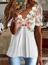Chemises Femmes Floral Été Élégant Polyester Quotidien Coupe Régulière Régulier Ligne X avec Bordure en Dentelle