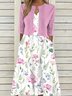 Deux Pièces Ensembles Femmes Floral Printemps / Automne Élégant Polyester Naturel Quotidien Manteau avec jupe Trapèze Élasticité moyenne