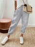 Pantalons Rayé Décontracté Toutes Les Saisons Polyester Ample Bande Élastique Standard Pantalon droit Long pour Femmes