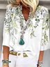 Chemises Décontracté Floral Printemps / Automne Polyester Col V Micro-élasticité Meilleure vente Manches 3/4 Régulier pour Femmes