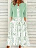 Deux Pièces Ensembles Femmes Floral Printemps / Automne Élégant Léger Coupe Régulière Manches 3/4 Col Rond Manteau avec jupe Élasticité moyenne