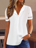 Chemises Plain Été Simple Polyester Naturel Coupe Régulière Manches Courtes Régulier Régulier pour Femmes