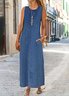 Robes Femmes Décontracté Plain Été Aucune élasticité Maxi Sans Manches Régulier DL Non