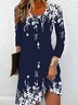Robes Femmes Décontracté Floral Printemps / Automne Naturel Mi-longue Droit Régulier Élasticité moyenne Non Ceinture