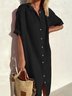 Robes Femmes Décontracté Plain Été Aucune élasticité Coton Col de Chemise CC Mini Non