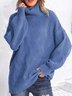 Pulls Femmes Rayé Décontracté Hiver Poids lourd Coupe Régulière Col Roulé Laine/Tricot Droit Élasticité moyenne