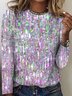 T-shirts Décontracté Abstrait Printemps / Automne Quotidien Ample Jersey Manches Longues Droit Élasticité moyenne pour Femmes