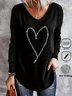 T-shirts Décontracté Printemps / Automne Coeur/cordé Coton Micro-élasticité Vacances Ample Régulier Régulier pour Femmes