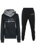 Deux Pièces Ensembles Femmes Décontracté Printemps / Automne Lettres de texte Sweat-shirt à Capuche Naturel Ample Manches Longues Top Avec Pantalons Droit