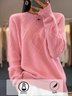 Pulls Femmes Décontracté Plain Hiver Poids lourd chaleur Manches Longues Laine/Tricot Régulier Droit