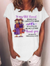 T-shirts Décontracté Été Lettres de texte Aucune élasticité Quotidien Ample Col Rond en Mélangé de Coton Régulier pour Femmes