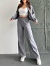 Deux Pièces Ensembles Décontracté Plain Printemps / Automne Polyester Quotidien Coupe Régulière Manches Longues Régulier Élasticité moyenne pour Femmes