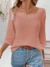 Chemises Rayé Printemps / Automne Simple Polyester Aucune élasticité Quotidien Ample Manches trois quarts Régulier pour Femmes