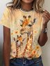 T-shirts Femmes Décontracté Été Cerf Aucune élasticité Quotidien Ample Jersey Meilleure vente Régulier