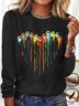 T-shirts Décontracté Printemps / Automne Coeur/cordé Micro-élasticité Ample Jersey Standard Régulier Oui pour Femmes