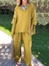 Deux Pièces Ensembles Femmes Décontracté Plain Printemps / Automne Polyester Ample Manches trois quarts Col Rond Droit Régulier