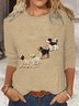 T-shirts Femmes Décontracté Printemps / Automne Chien Quotidien Ample Manches Longues Col Rond Régulier Droit